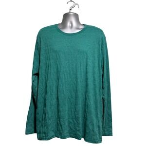 PX Clothing Mens XXL Teal Green Textured Jacquard Long Sleeve Crewneck Tee NEW